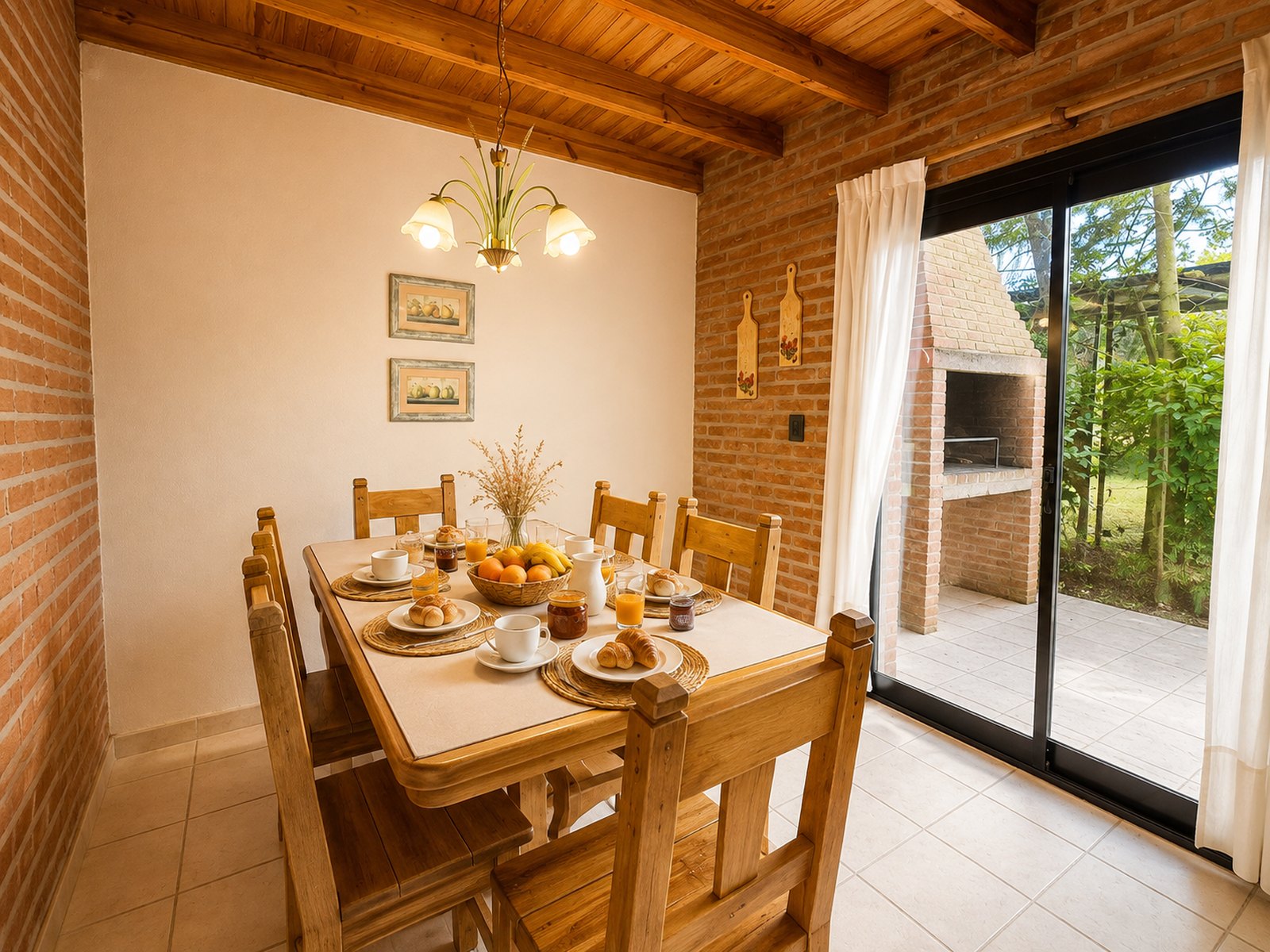 Comedor preparado de la cabaña tipo 1